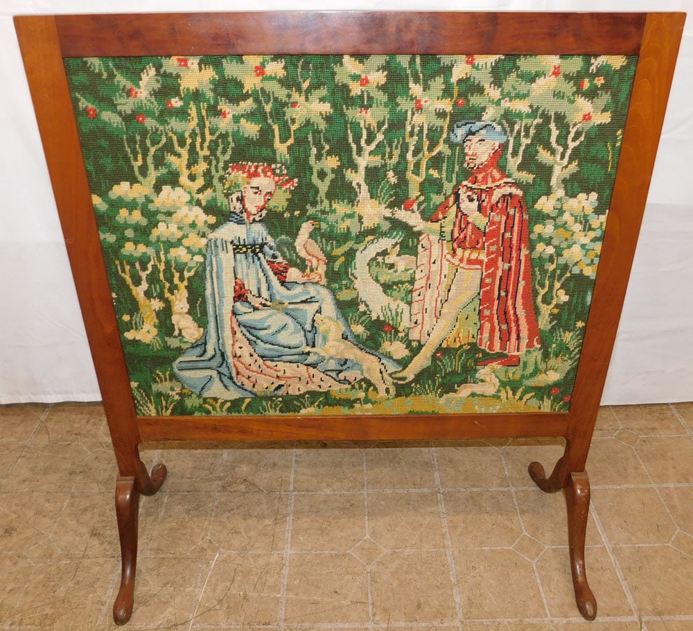 Walnut & Needlepoint Fire Screen (1 of 4)