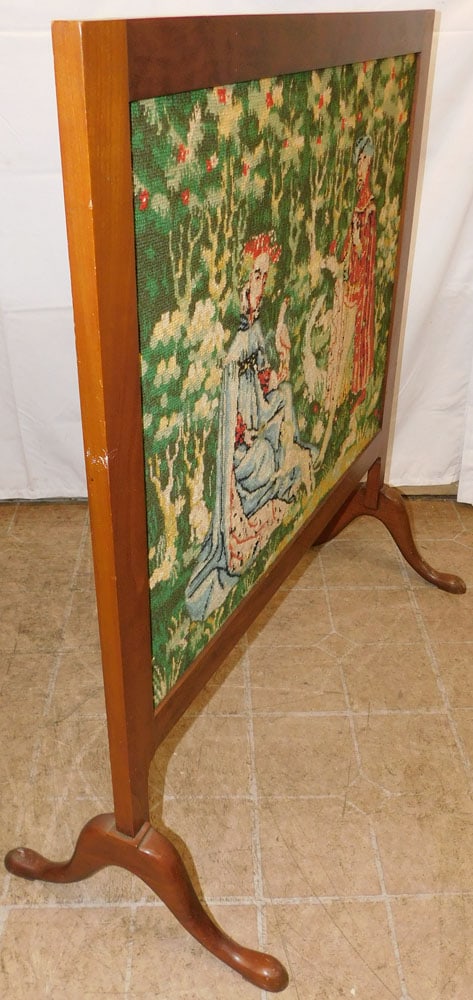 Walnut & Needlepoint Fire Screen - 3