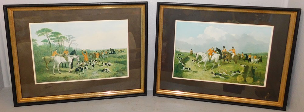 Pair of Framed Fox Hunt Scene Prints: Pair of Framed Fox Hunt Scene Prints. 20 1/4" x 26 1/4" ALL DESCRIPTIONS AND ANY CONDITION STATEMENT GIVEN BY LANGSTON AUCTION GALLERY ARE STRICTLY OPINIONS AND LANGSTON'S SHALL HAVE NO RESPONSIBILITY