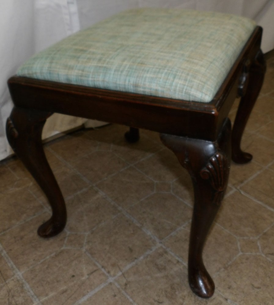 Antique Walnut Upholstered Top Bench  - 4