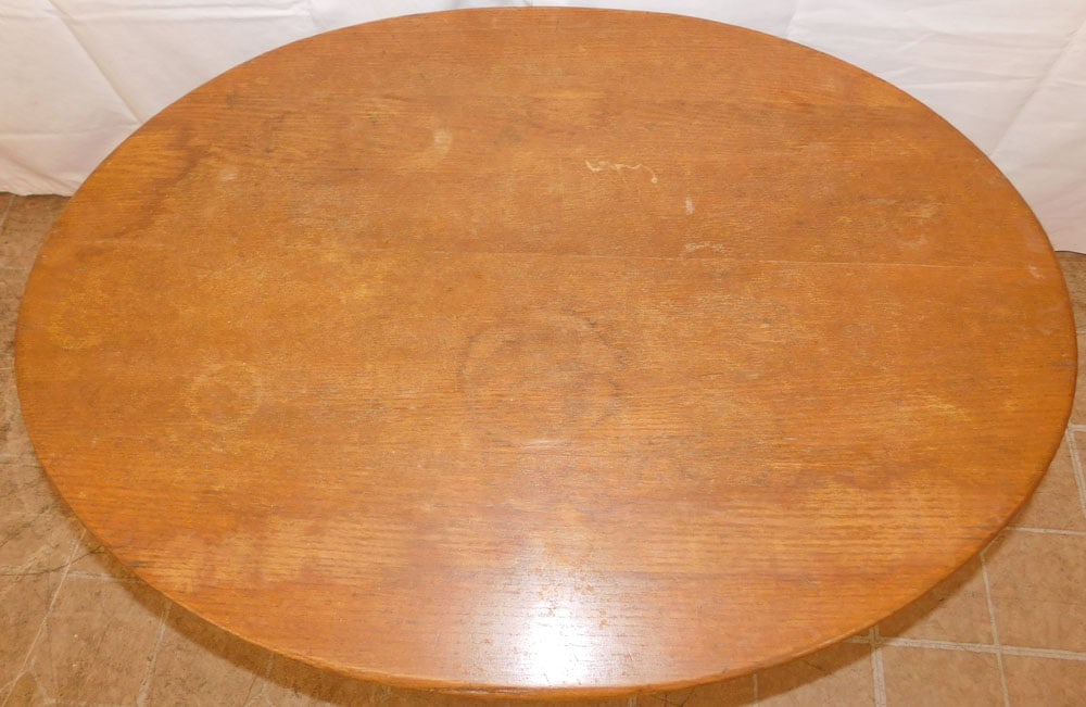Antique Pegged Oak Tea Table - 2
