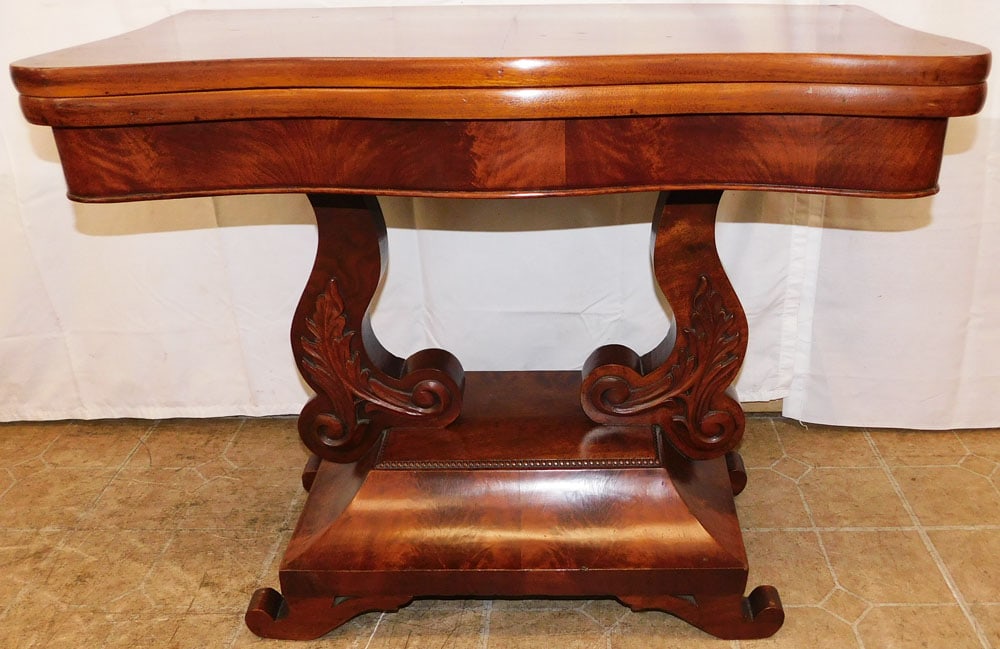 19th Century Mahogany Fold Over Top Empire Game Table (1 of 6)