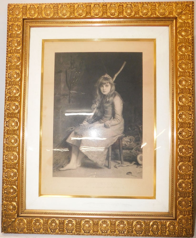 Antique Framed Print Entitled Cinderella: Antique Framed Print Entitled Cinderella . 37 1/2" x 30 1/4" ALL DESCRIPTIONS AND ANY CONDITION STATEMENT GIVEN BY LANGSTON AUCTION GALLERY ARE STRICTLY OPINIONS AND LANGSTON'S SHALL HAVE NO