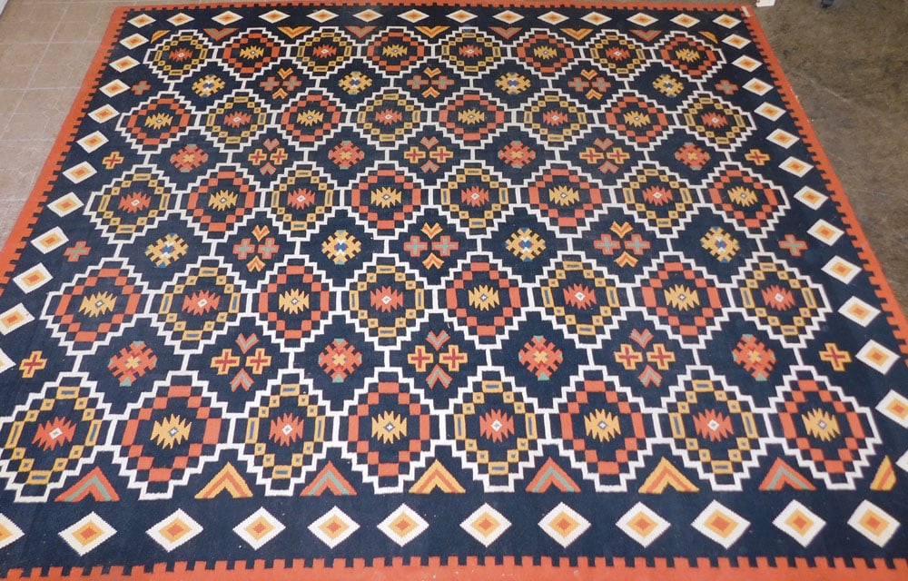 9' 10" x 8' 3" Hand Made Rug: 9' 10" x 8' 3" Hand Made Rug. ALL DESCRIPTIONS AND ANY CONDITION STATEMENT GIVEN BY LANGSTON AUCTION GALLERY ARE STRICTLY OPINIONS AND LANGSTON'S SHALL HAVE NO RESPONSIBILITY FOR ERRORS OR OMISSIONS.