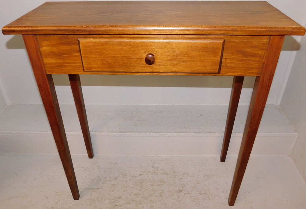 Pine Tapered Leg Console with One Drawer: Pine Tapered Leg Console with One Drawer. 30" H 30" W 11" D ALL DESCRIPTIONS AND ANY CONDITION STATEMENT GIVEN BY LANGSTON AUCTION GALLERY ARE STRICTLY OPINIONS AND LANGSTON'S SHALL HAVE NO