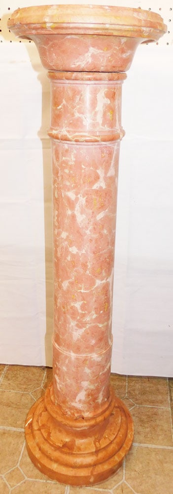 Antique Three Part Marble Pedestal, (As Is): Antique Three Part Marble Pedestal, (As Is). 44 1/4" H 13" Dia. ALL DESCRIPTIONS AND ANY CONDITION STATEMENT GIVEN BY LANGSTON AUCTION GALLERY ARE STRICTLY OPINIONS AND LANGSTON'S SHALL HAVE NO RESPON