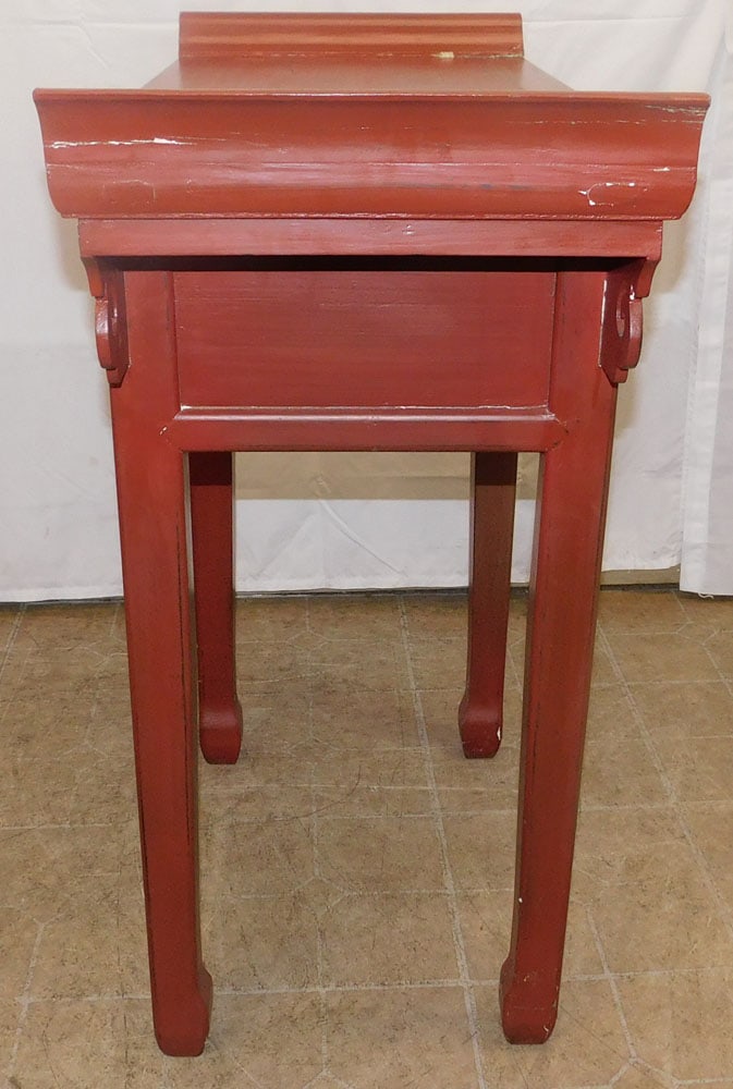 Oriental Red Lacquered Two Drawer Console - 5