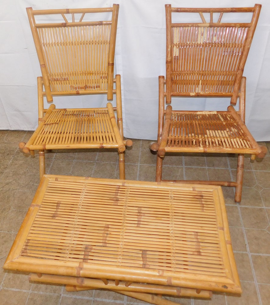 Three Bamboo Folding Chairs - 2