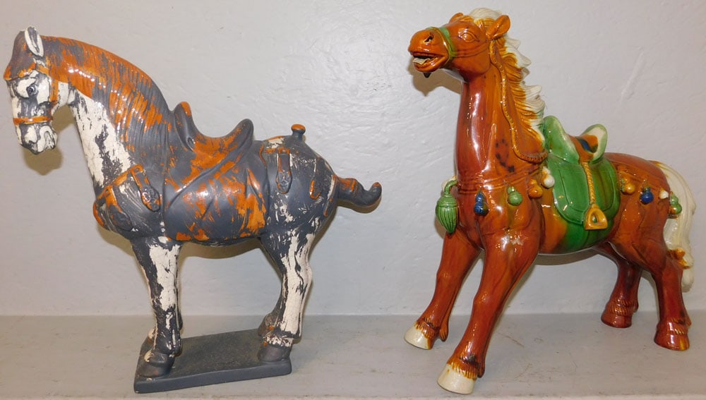 Two Painted Porcelain Chinese Horses (1 of 2)