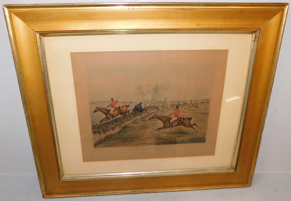 Framed Hand Colored Fox Hunt Engraving, "The Full Cry": Framed Hand Colored Fox Hunt Engraving, "The Full Cry". 24" x 28 1/2" ALL DESCRIPTIONS AND ANY CONDITION STATEMENT GIVEN BY LANGSTON AUCTION GALLERY ARE STRICTLY OPINIONS AND LANGSTON'S SHALL HAVE NO