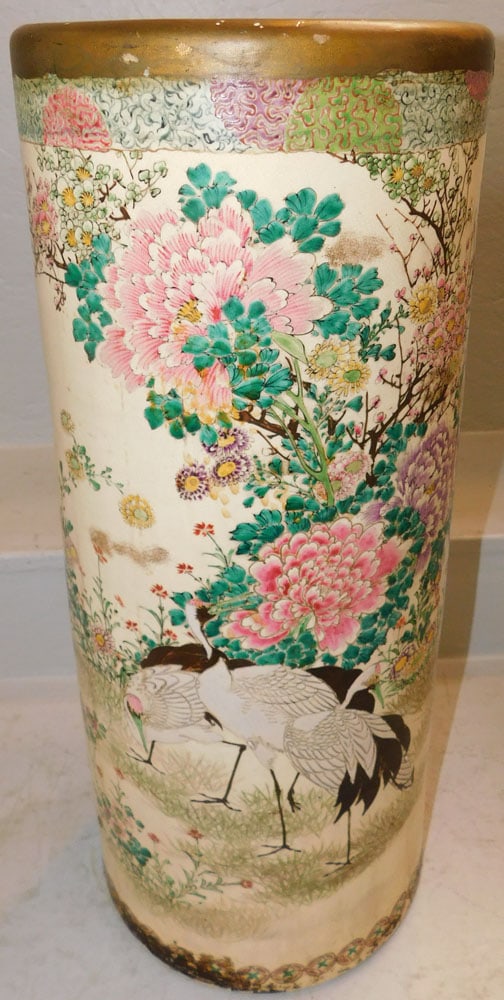 Antique Satsuma Porcelain Umbrella Stand, (Has Restoration) (1 of 5)