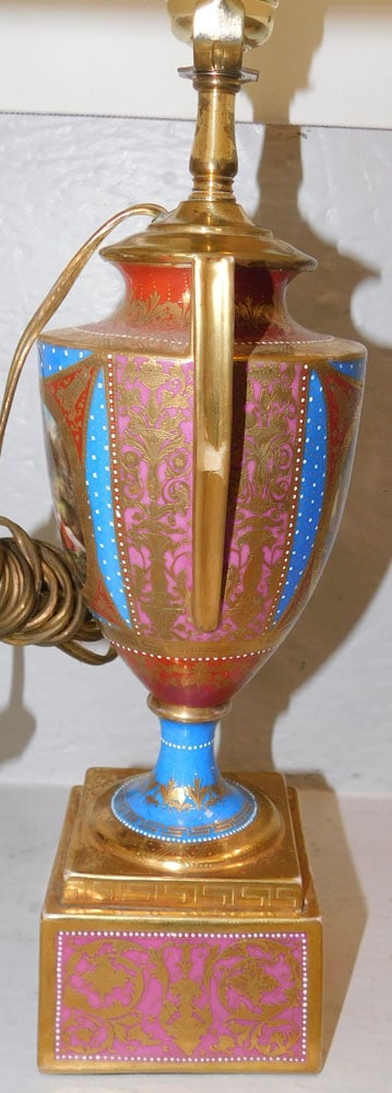 Painted Porcelain Urn Made Into Lamp - 4