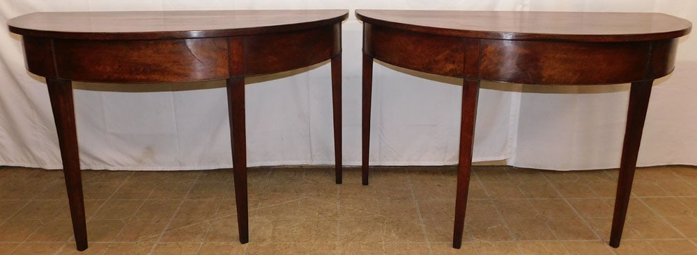 Pair of 19th Century Walnut Demi Lune Consoles (1 of 8)