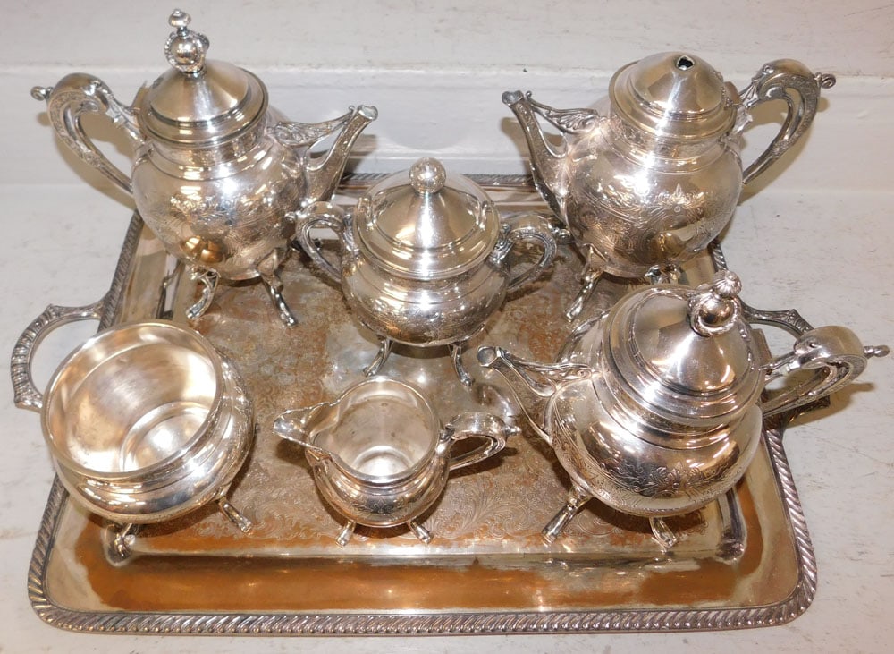 Seven Piece Silverplated Tea Service (1 of 6)