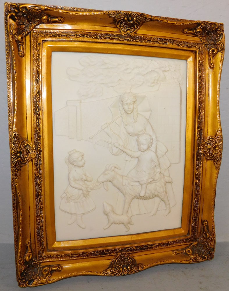 Gilded Frame Resin High Relief Plaque: Gilded Frame Resin High Relief Plaque . 20 3/4" x 17" ALL DESCRIPTIONS AND ANY CONDITION STATEMENT GIVEN BY LANGSTON AUCTION GALLERY ARE STRICTLY OPINIONS AND LANGSTON'S SHALL HAVE NO RESPONSIBILITY F