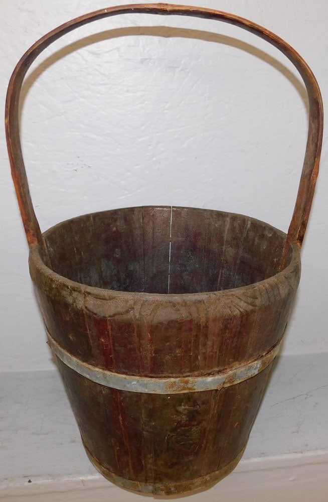 Bamboo & Metal Bound Well Bucket (1 of 3)