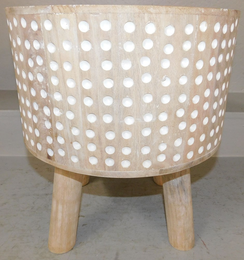 Modern Bleached Wood Four Leg Stool: Modern Bleached Wood Four Leg Stool. 16 3/4" H 15" Dia. ALL DESCRIPTIONS AND ANY CONDITION STATEMENT GIVEN BY LANGSTON AUCTION GALLERY ARE STRICTLY OPINIONS AND LANGSTON'S SHALL HAVE NO RESPONSIBILITY