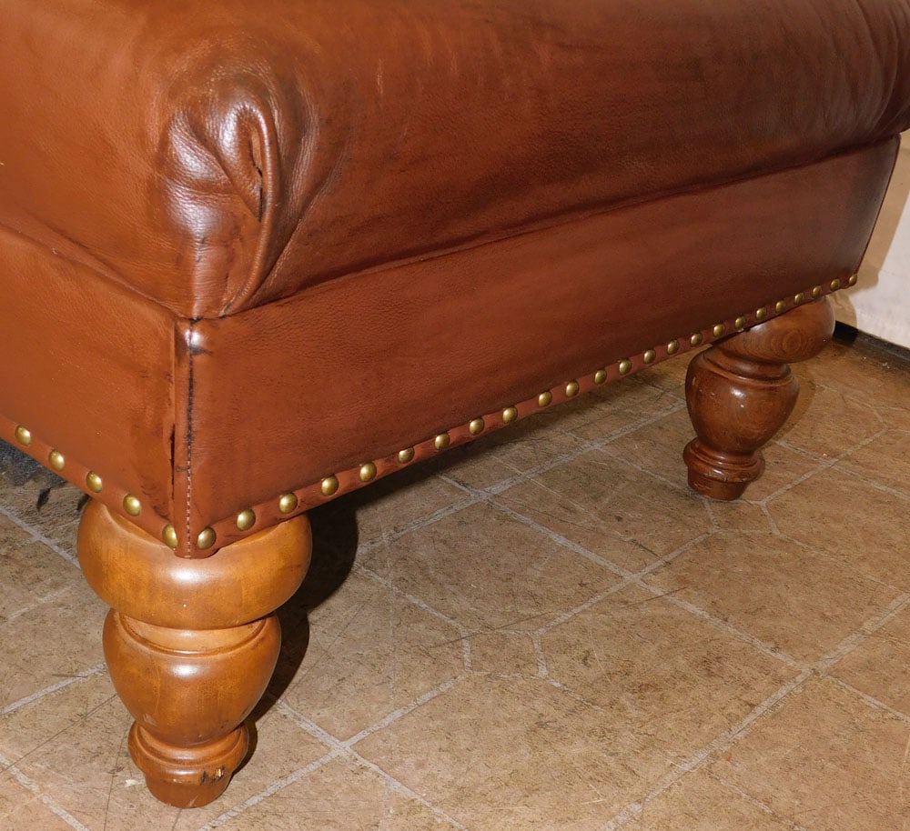Leather Upholstered Ottoman - 3