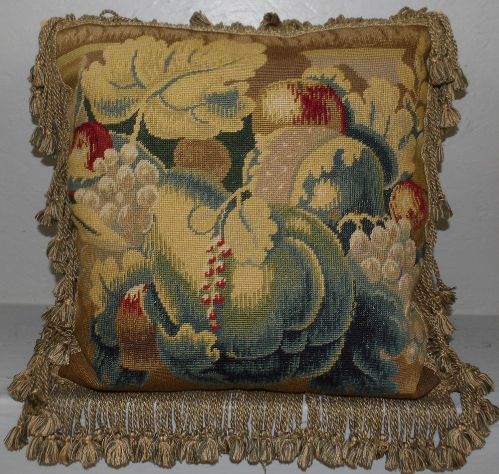 Needlepoint Pillow: Needlepoint Pillow. 18" x 17" ALL DESCRIPTIONS AND ANY CONDITION STATEMENT GIVEN BY LANGSTON AUCTION GALLERY ARE STRICTLY OPINIONS AND LANGSTON'S SHALL HAVE NO RESPONSIBILITY FOR ERRORS OR OMISSIONS.