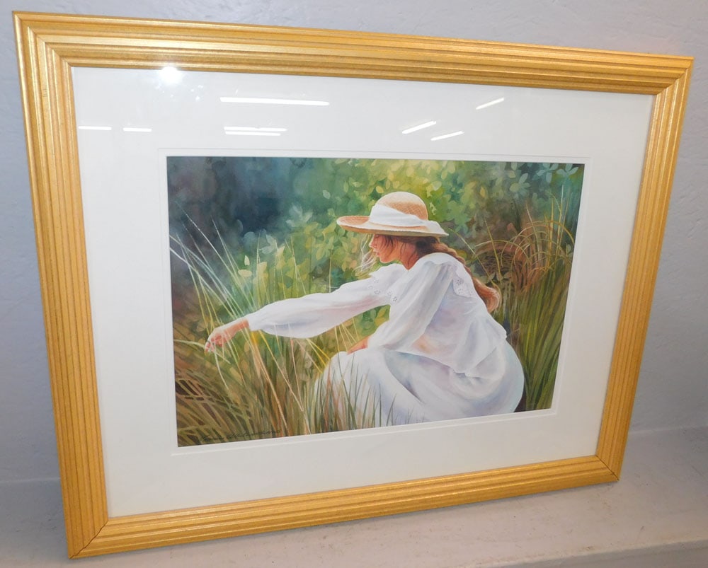 Framed Watercolor of Lady Artist Signed: Framed Watercolor of Lady Artist Signed . 25 1/2" x 35 1/2"