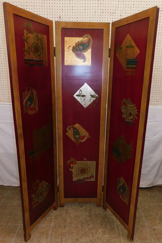 Painted Three Panel Room Divider - 3