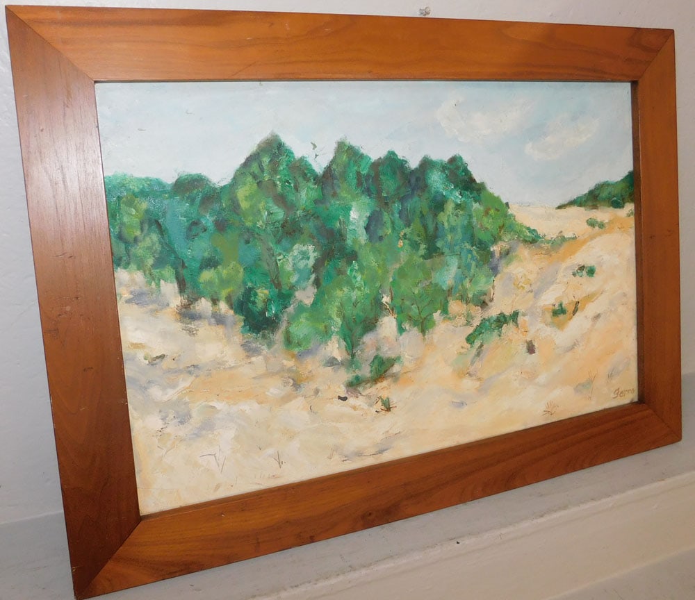 Walnut Framed Oil on Canvas Landscape Artist Signed: Walnut Framed Oil on Canvas Landscape Artist Signed . 25" x 35" ALL DESCRIPTIONS AND ANY CONDITION STATEMENT GIVEN BY LANGSTON AUCTION GALLERY ARE STRICTLY OPINIONS AND LANGSTON'S SHALL HAVE NO RESPON