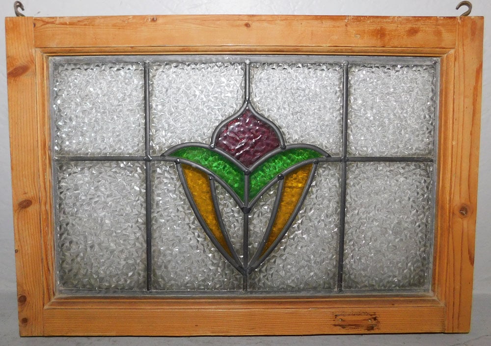 Leaded & Stained Glass Window Panel in Pine Frame (1 of 5)