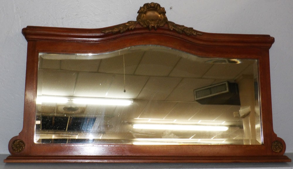 French Mahogany Framed Over the Mantel Bevel Edge Mirror (1 of 4)