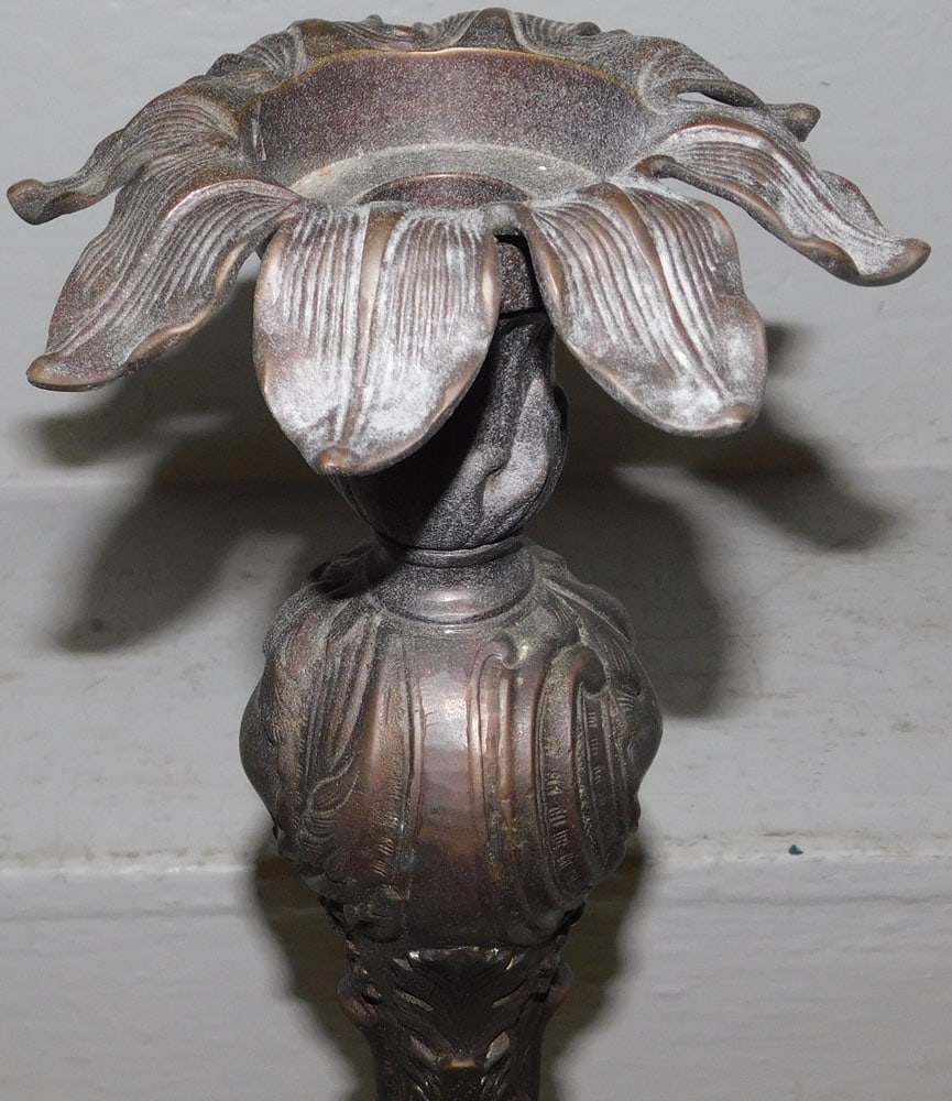 Ornate Cast Bronze Candlestick  - 2