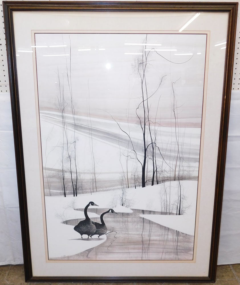 Large Framed Canadian Geese Print Signed & Numbered: Large Framed Canadian Geese Print Signed & Numbered . 59 3/4" x 43 1/2" ALL DESCRIPTIONS AND ANY CONDITION STATEMENT GIVEN BY LANGSTON AUCTION GALLERY ARE STRICTLY OPINIONS AND LANGSTON'S SHALL HAVE