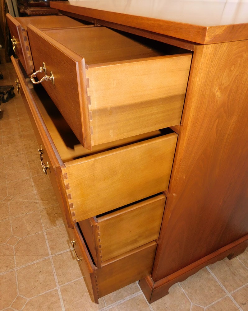 Walnut Two Over Three Drawer Chest - 3