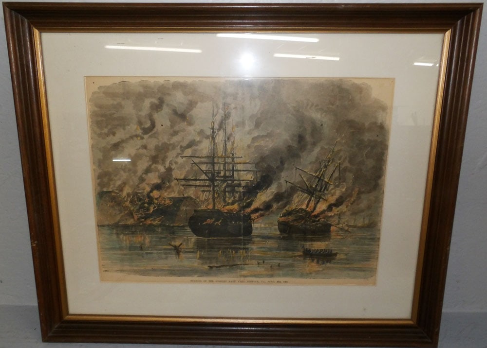 Hand Colored Engraving in Walnut Shadowbox Frame: Hand Colored Engraving in Walnut Shadowbox Frame. 23 1/4" x 28 3/4" ALL DESCRIPTIONS AND ANY CONDITION STATEMENT GIVEN BY LANGSTON AUCTION GALLERY ARE STRICTLY OPINIONS AND LANGSTON'S SHALL HAVE NO