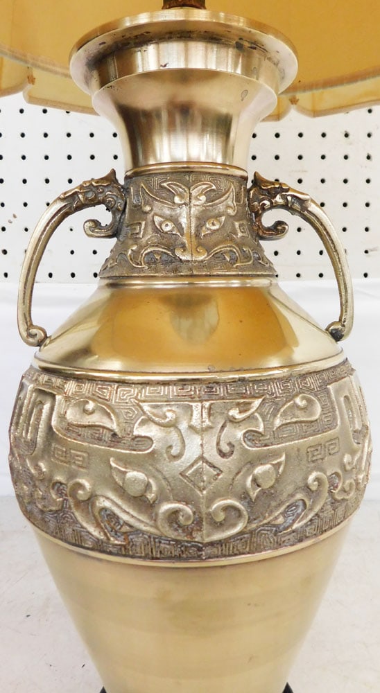 Oriental Brass Urn Made Into Lamp - 2