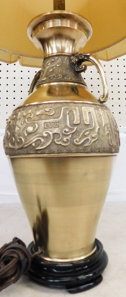 Oriental Brass Urn Made Into Lamp - 3