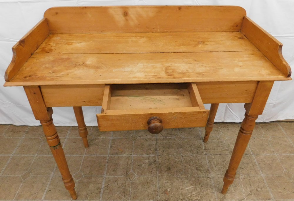 Antique Pine One Drawer Console - 3