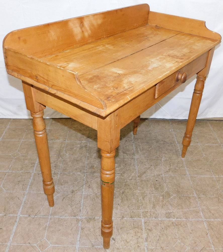 Antique Pine One Drawer Console - 5
