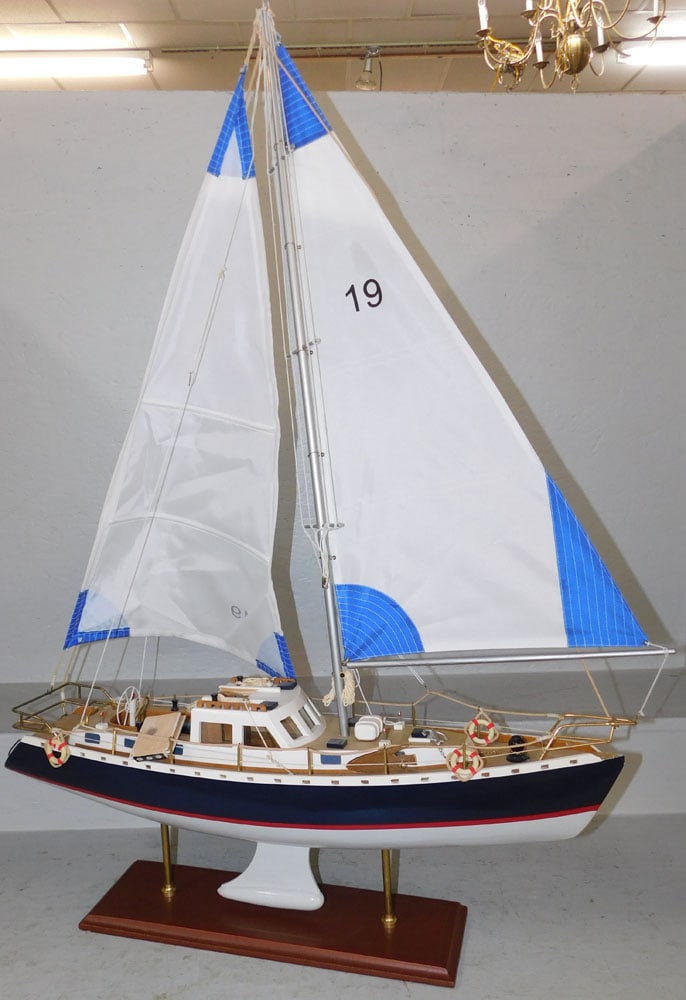 Painted Wood Sailboat Model (1 of 7)