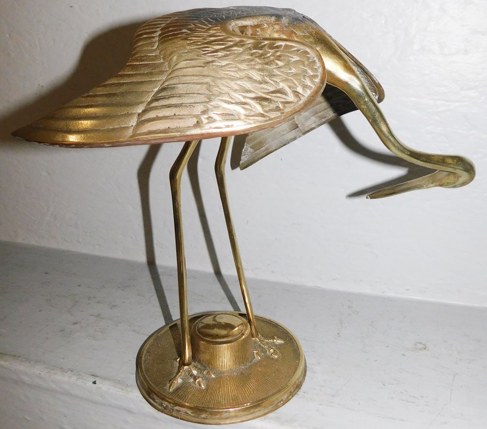 Brass Heron Figure - 3