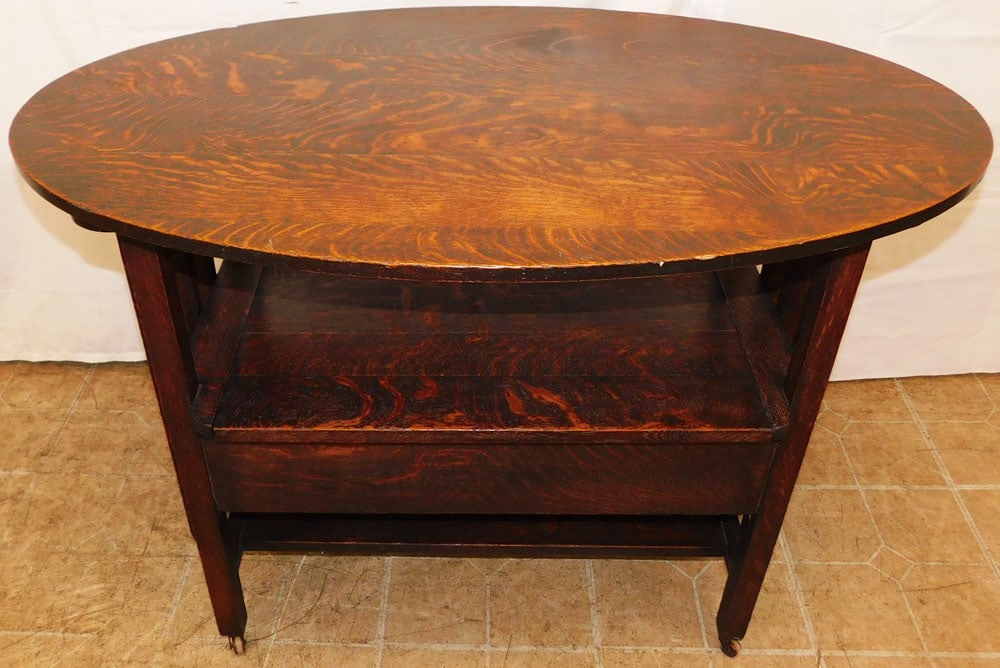 Antique Oak Arts & Crafts Style Hutch Table: Antique Oak Arts & Crafts Style Hutch Table . 29 1/4" H 40 1/4" W 24 1/2" D ALL DESCRIPTIONS AND ANY CONDITION STATEMENT GIVEN BY LANGSTON AUCTION GALLERY ARE STRICTLY OPINIONS AND LANGSTON'S SHALL HA
