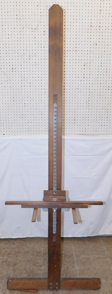 Pine Easel by Ancobilt: Pine Easel by Ancobilt. 77 1/2" H 26 1/2" W 25 1/4" D ALL DESCRIPTIONS AND ANY CONDITION STATEMENT GIVEN BY LANGSTON AUCTION GALLERY ARE STRICTLY OPINIONS AND LANGSTON'S SHALL HAVE NO RESPONSIBILITY