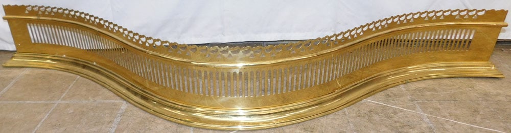 Brass Serpentine Fireplace Fender by CW Virginia Metalcrafters: Brass Serpentine Fireplace Fender by CW Virginia Metalcrafters. 6 1/2" H 47 1/2" L ALL DESCRIPTIONS AND ANY CONDITION STATEMENT GIVEN BY LANGSTON AUCTION GALLERY ARE STRICTLY OPINIONS AND LANGSTON'S