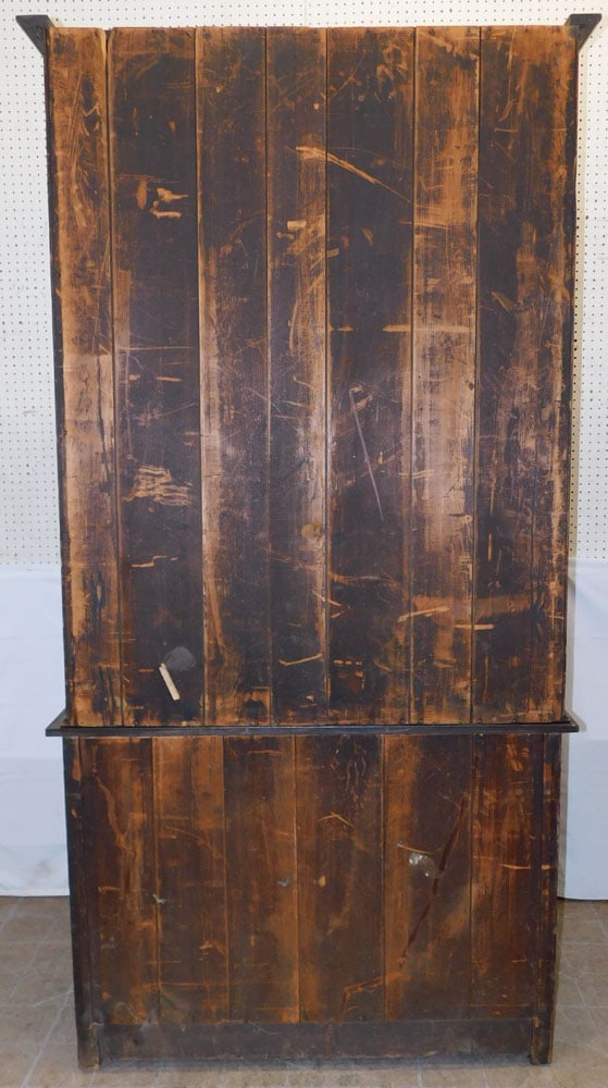 Antique Two Piece Painted Pine Step Back Cupboard  - 6