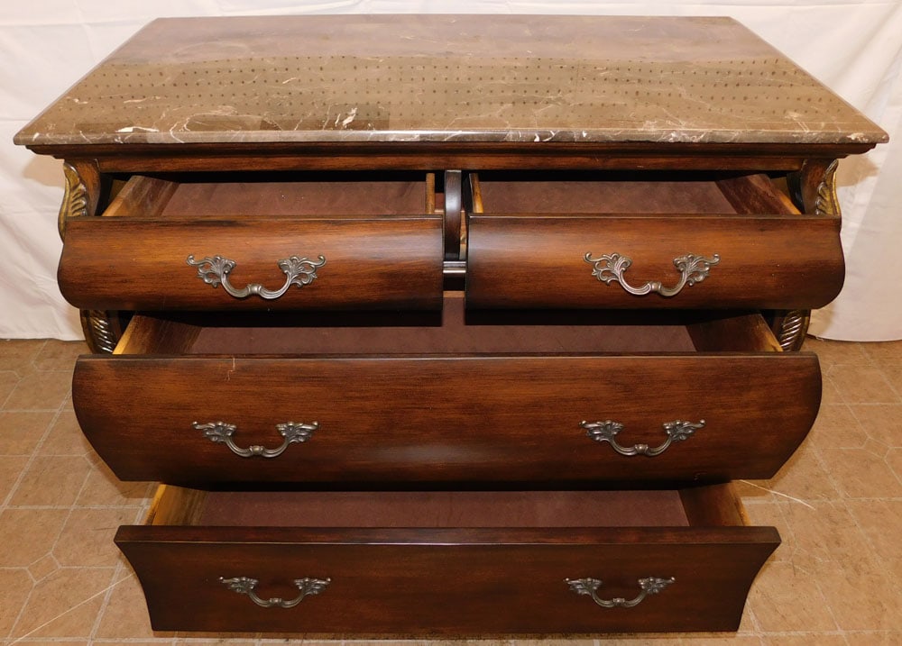 Painted Two Over Two Drawer Marble Top Commode - 4