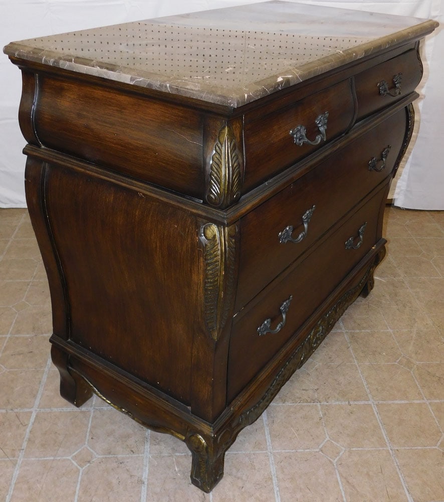 Painted Two Over Two Drawer Marble Top Commode - 6