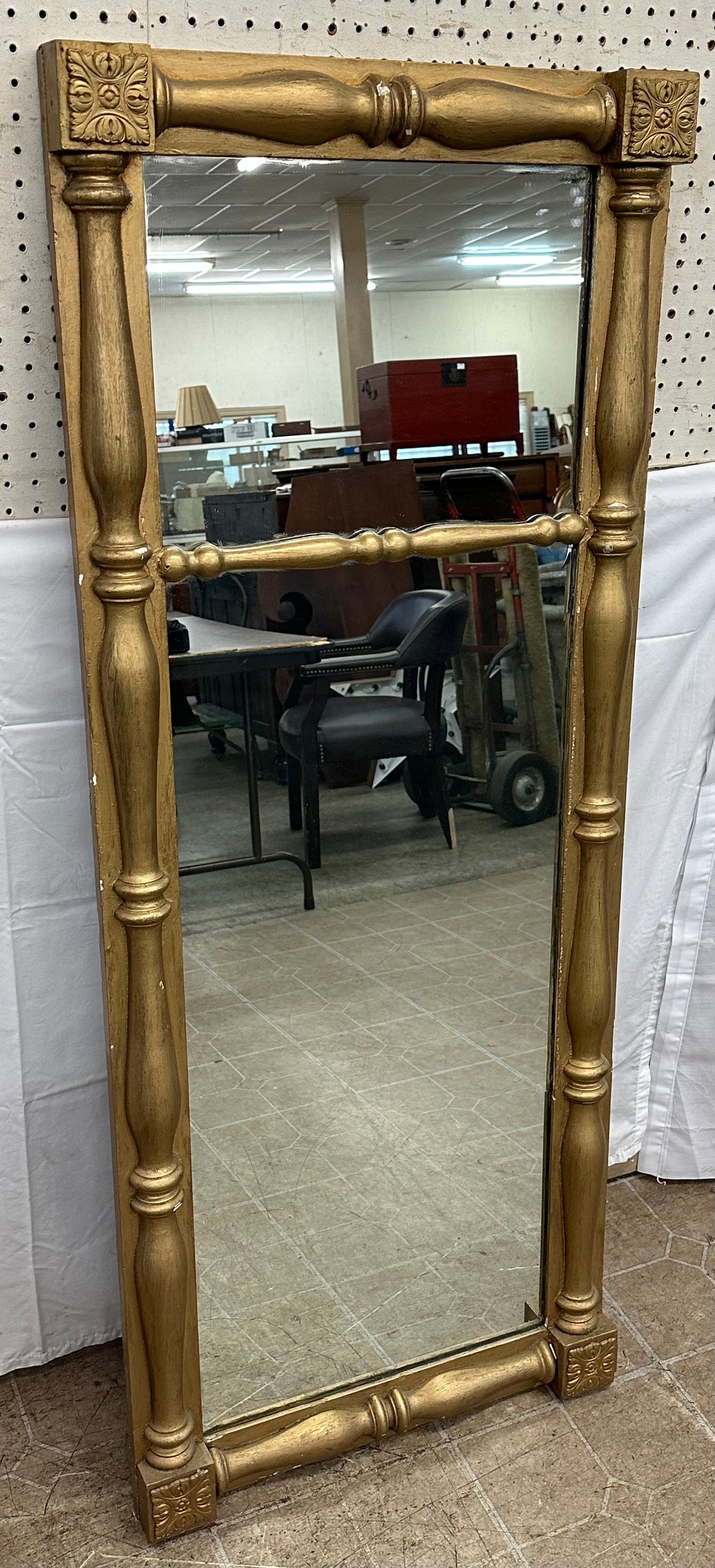Antique Gilded Wood Frame Trumeau Mirror (1 of 3)