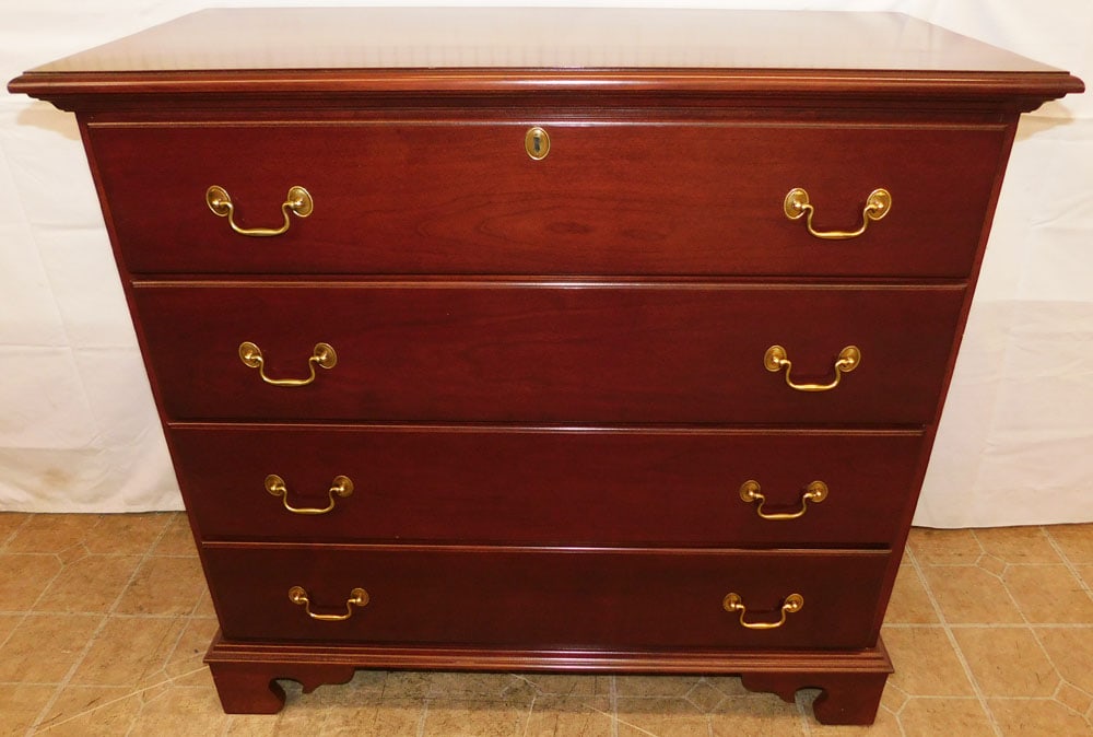 Cherry Four Drawer Chest: Cherry Four Drawer Chest . 39 1/2" H 42" W 19" D ALL DESCRIPTIONS AND ANY CONDITION STATEMENT GIVEN BY LANGSTON AUCTION GALLERY ARE STRICTLY OPINIONS AND LANGSTON'S SHALL HAVE NO RESPONSIBILITY FOR ER