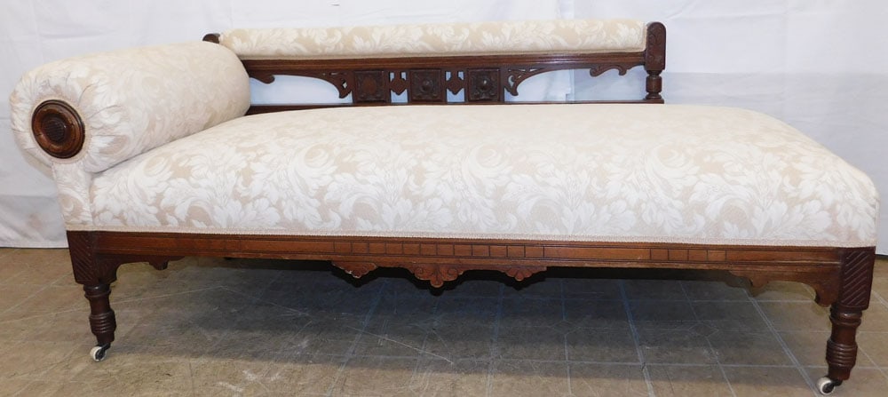 Walnut & Upholstered Recamier (1 of 7)
