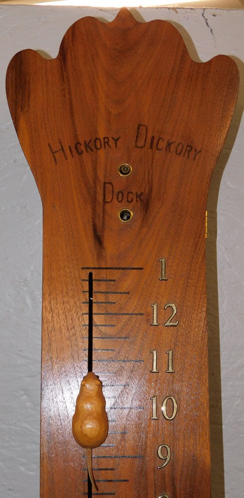 Bench Made Walnut Hickory Dickory Dock Wall Clock - 2