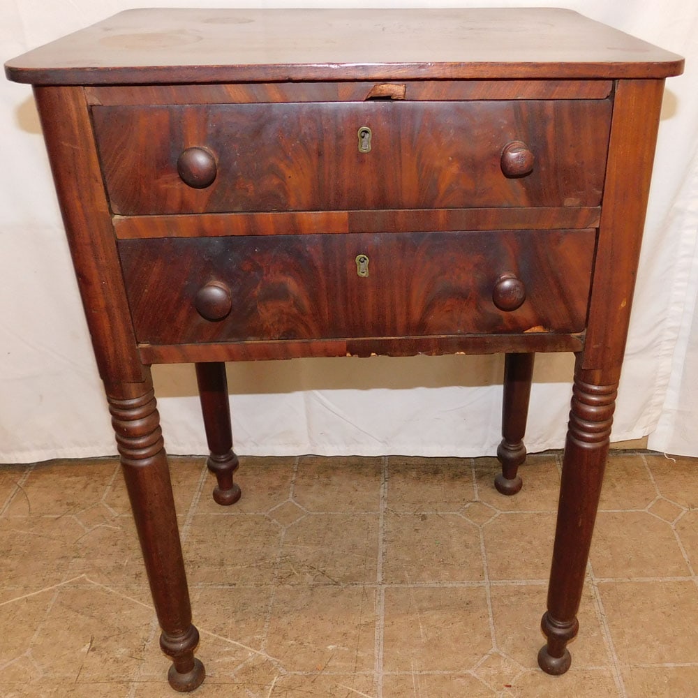 19th Century Mahogany Two Drawer Sheraton Night Stand (1 of 6)