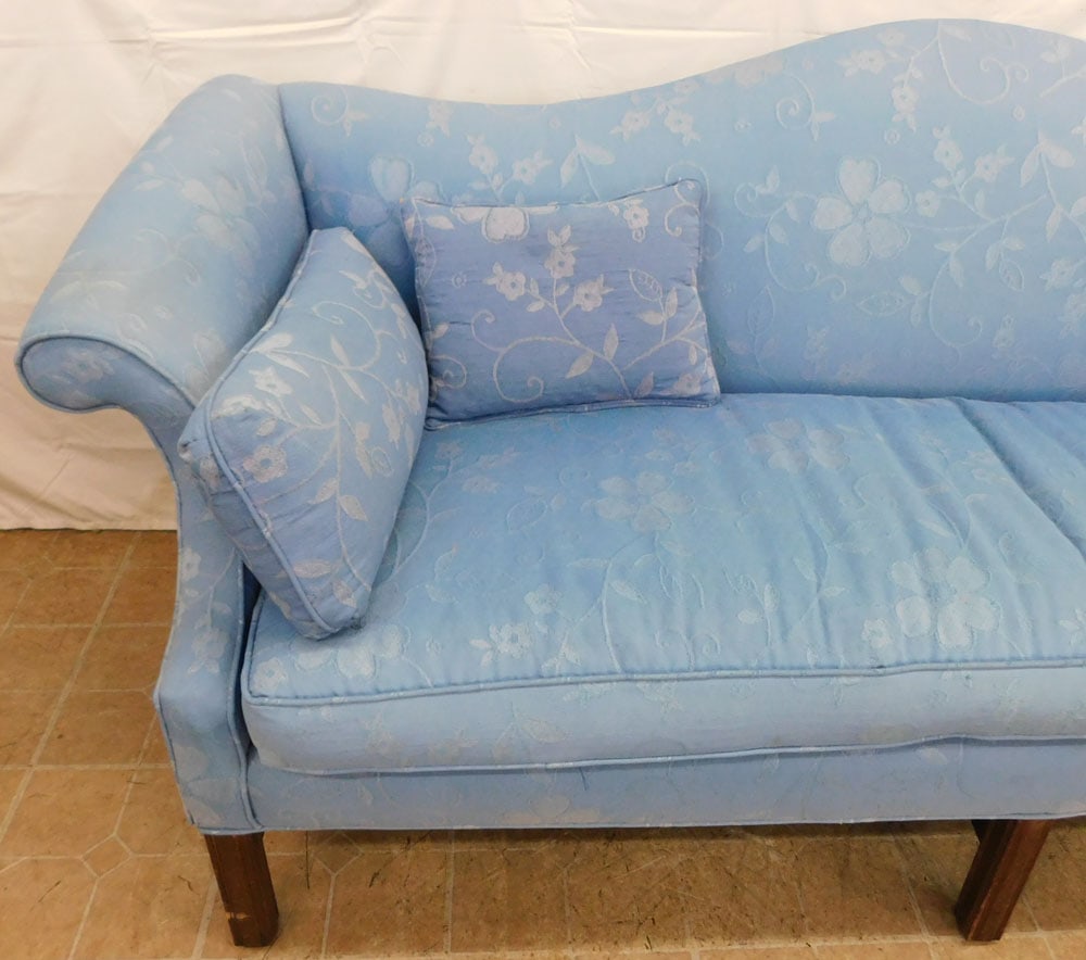 Upholstered Camel Back Chippendale Style Sofa  - 2